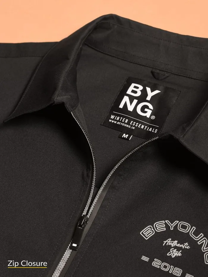 Buy Pitch Black Windcheater Jacket for Men Online in India -Beyoung