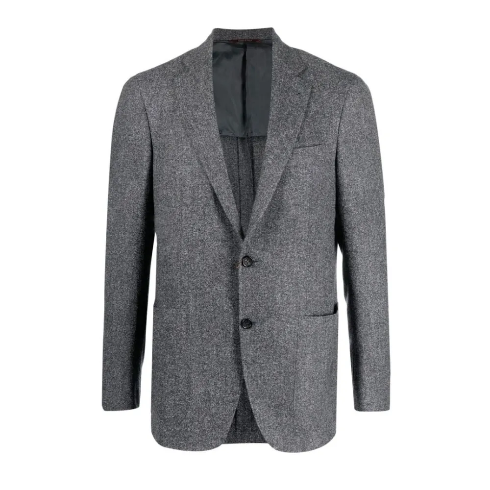 CANALI Slim Fit Pure Wool & Silk Half Lined Grey Jacket | Menswear Online