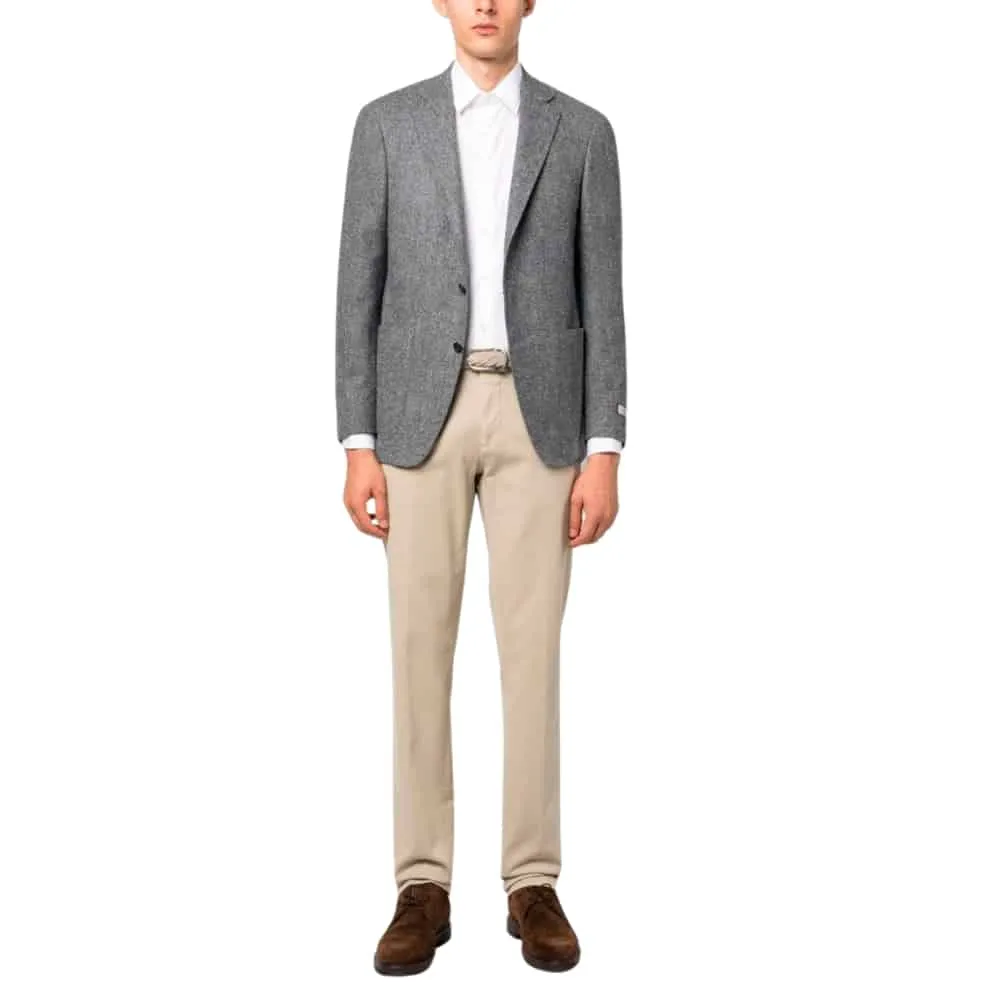 CANALI Slim Fit Pure Wool & Silk Half Lined Grey Jacket | Menswear Online