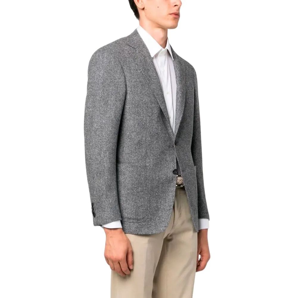 CANALI Slim Fit Pure Wool & Silk Half Lined Grey Jacket | Menswear Online