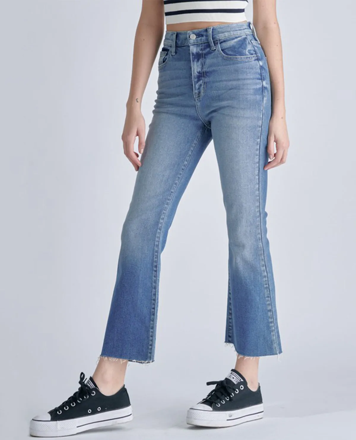 Cello High Rise Crop Flare Jeans