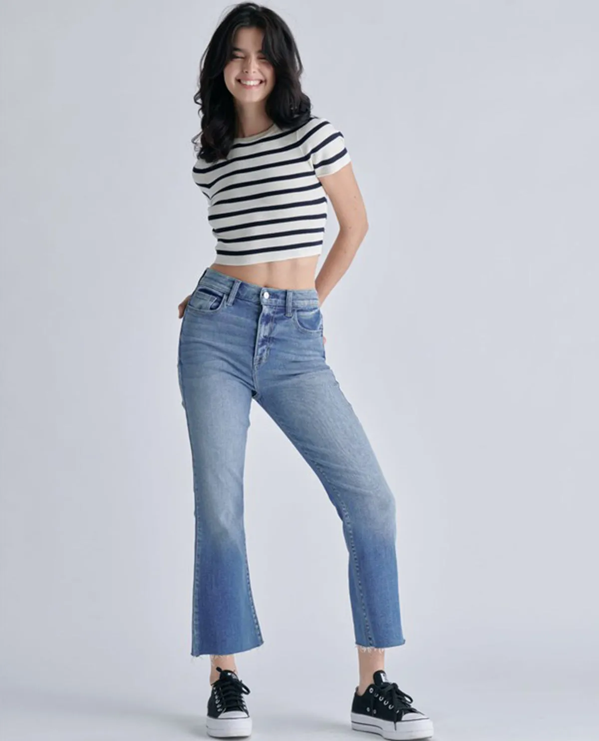 Cello High Rise Crop Flare Jeans