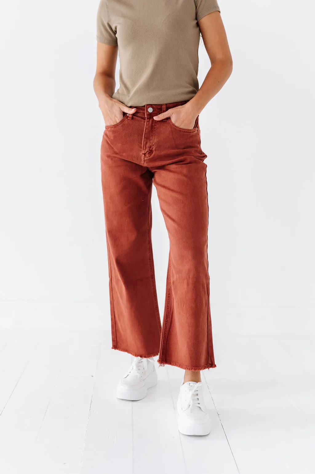 Chandler Wide Leg Jeans in Terracotta