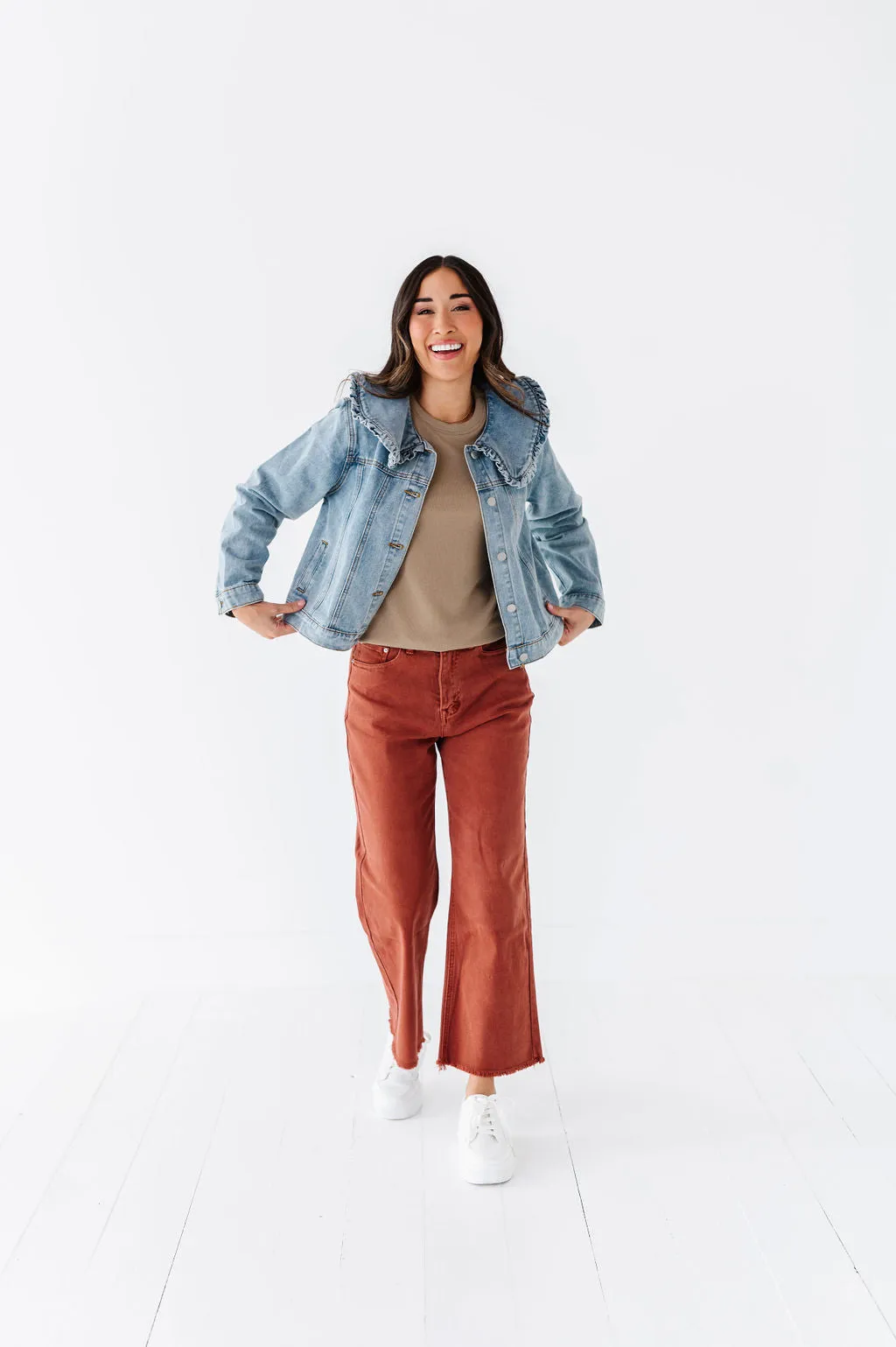 Chandler Wide Leg Jeans in Terracotta