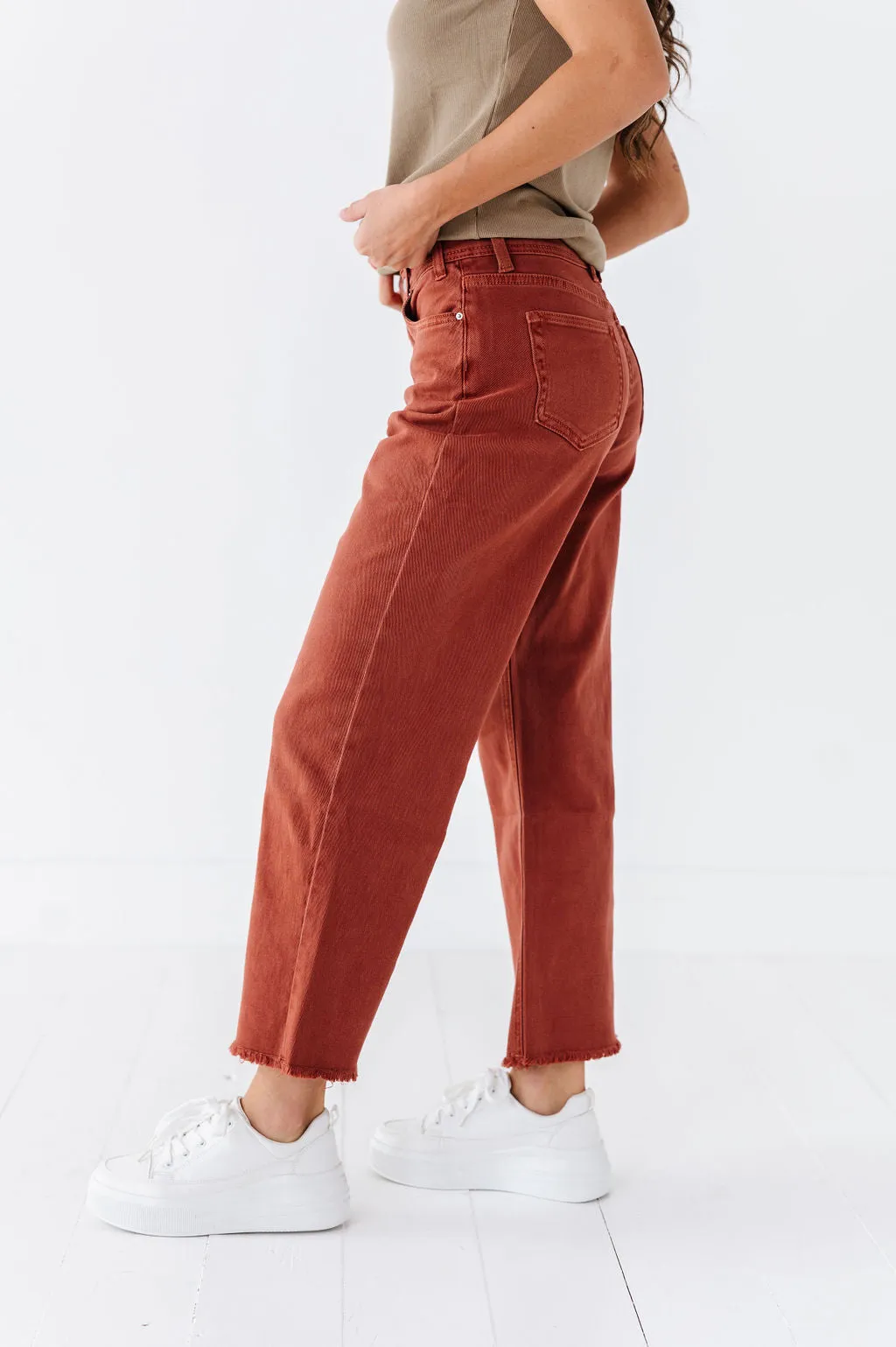 Chandler Wide Leg Jeans in Terracotta