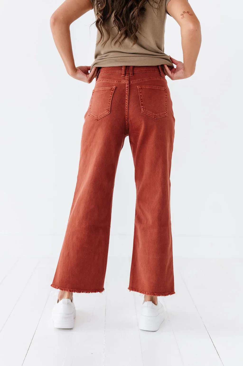 Chandler Wide Leg Jeans in Terracotta