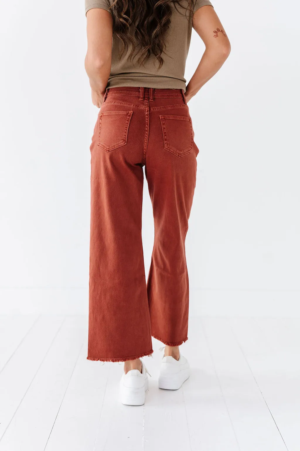 Chandler Wide Leg Jeans in Terracotta