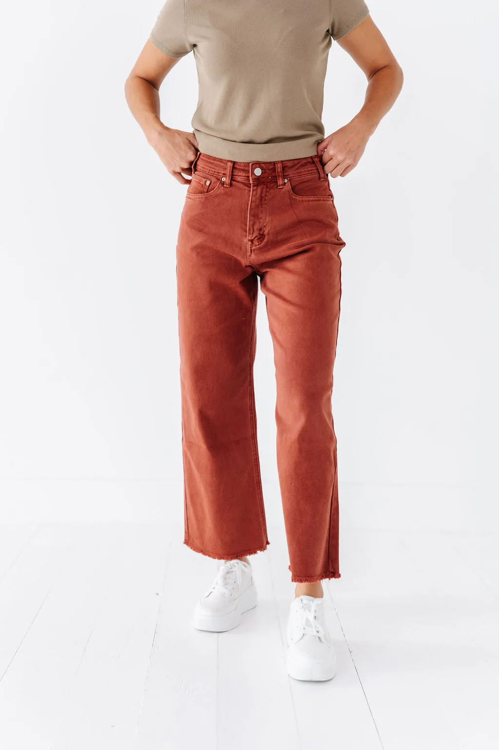 Chandler Wide Leg Jeans in Terracotta