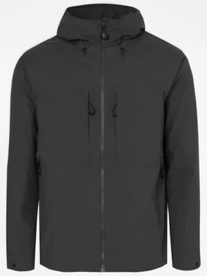 Charcoal Lightweight Zip Up Waterproof Jacket | Men | George at ASDA