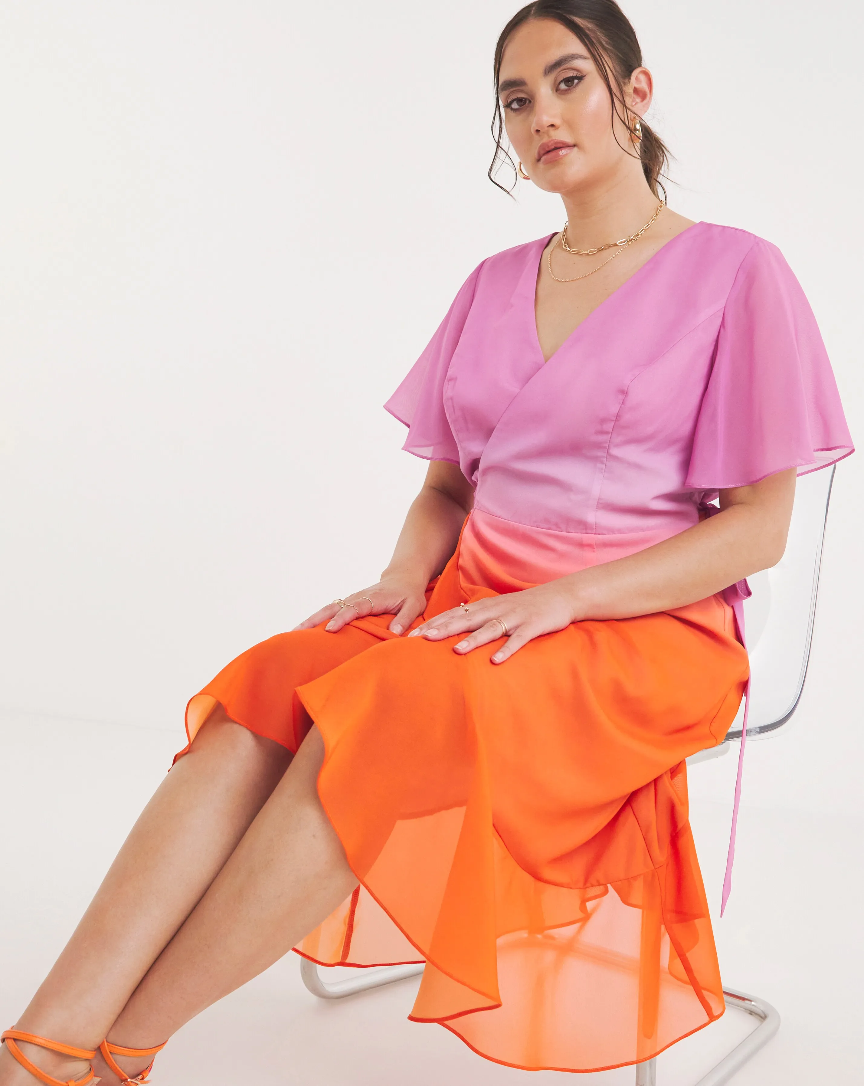 Chi Chi London Ombre Wrap Midi Dress | Simply Be