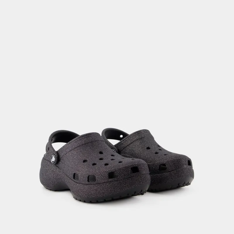 Classic Platform Glitter Sandals - Crocs - Synthetic - Black