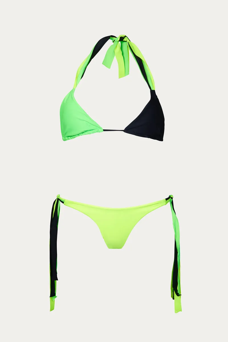 COLORBLOCKED STRING BIKINI SET