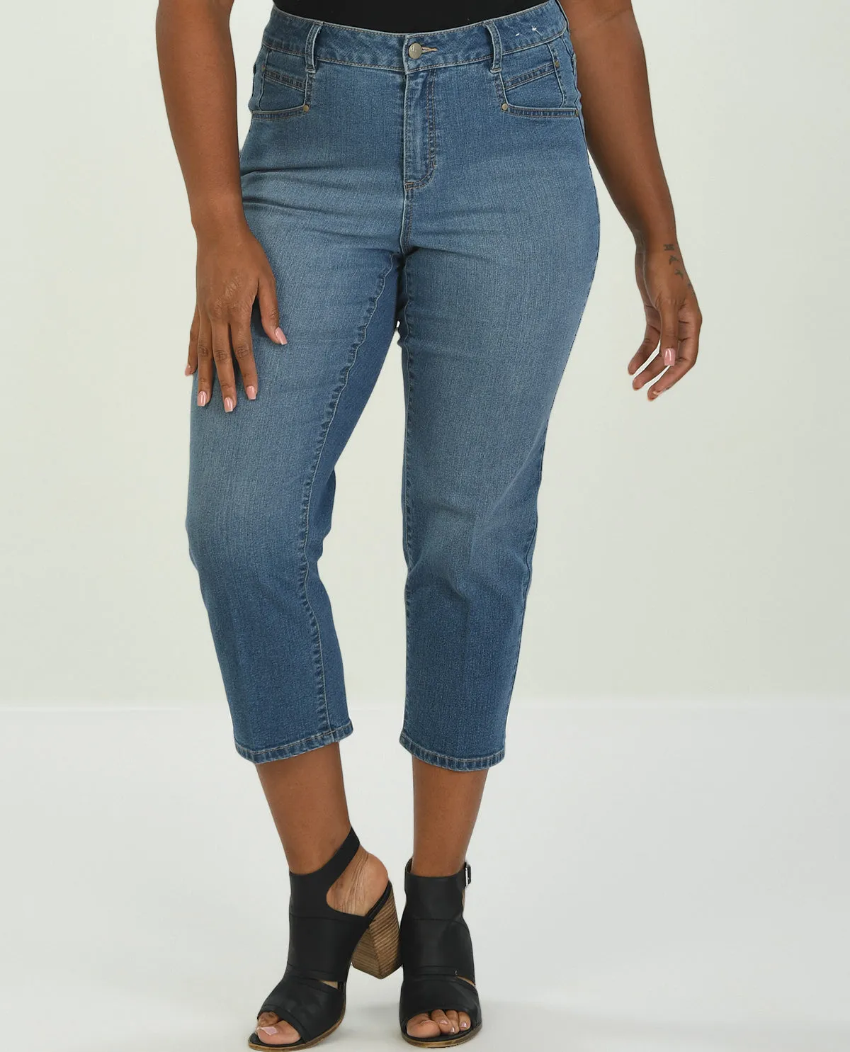 D Jeans Plus Straight Leg Ankle Jean with Pockets