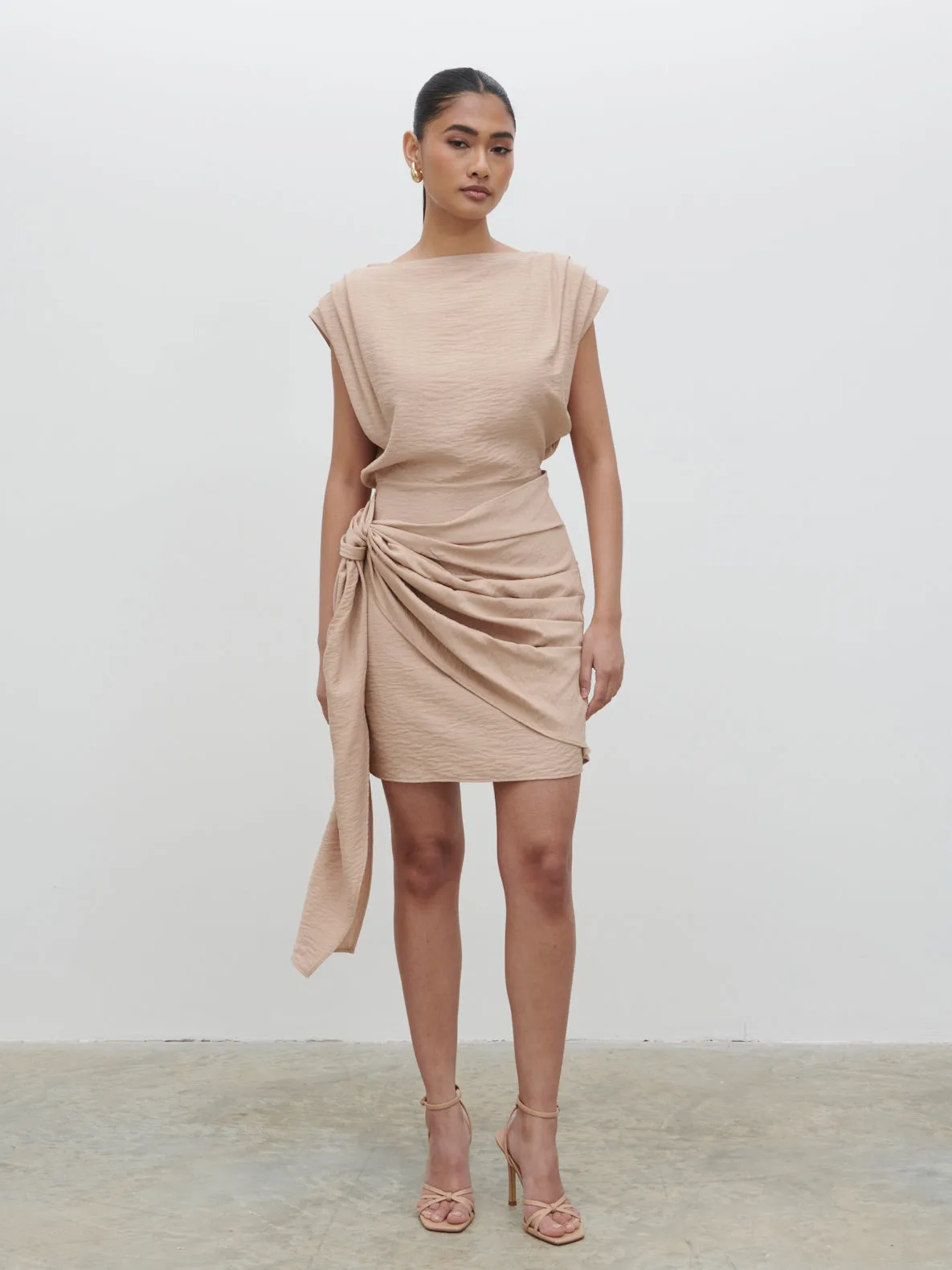 Dana Wrap Mini Dress - Beige