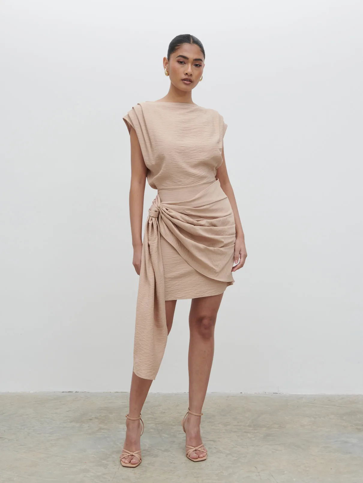 Dana Wrap Mini Dress - Beige