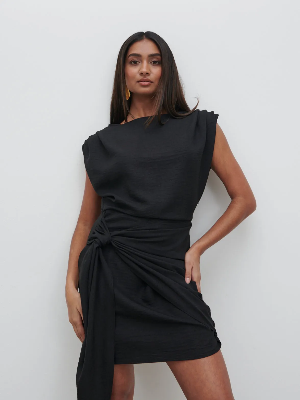 Dana Wrap Mini Dress - Black