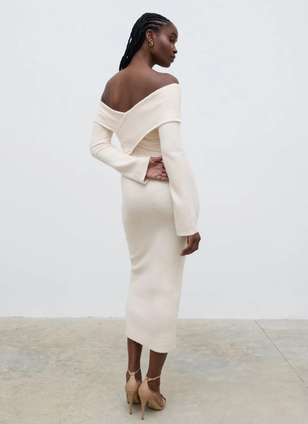 Danica Wrap Knit Midaxi Dress - Cream