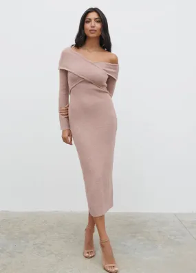 Danica Wrap Knit Midaxi Dress - Pink