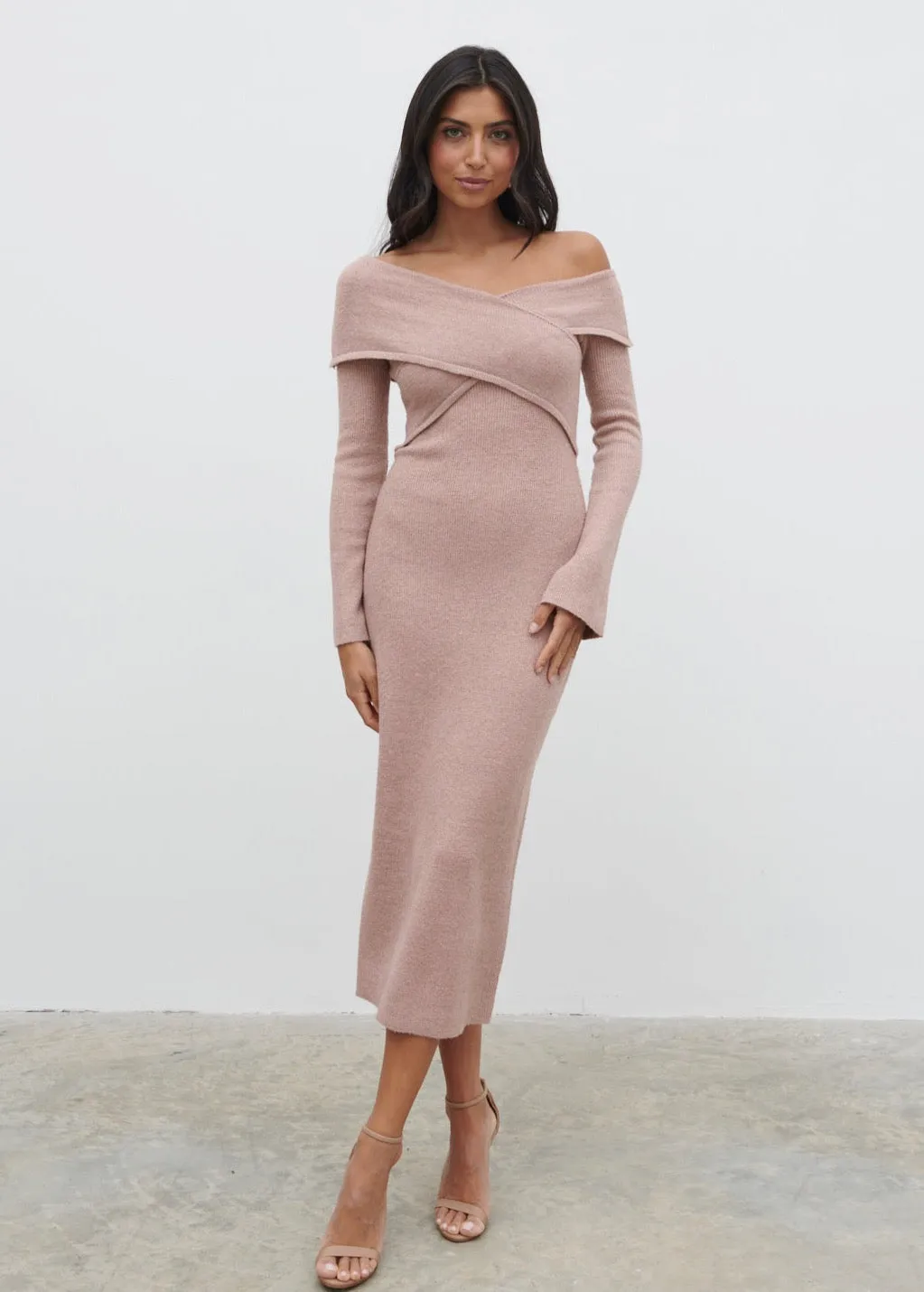 Danica Wrap Knit Midaxi Dress - Pink