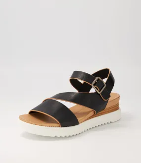 DJANGO & JULIETTE Alisa Black Leather Sandals Ws