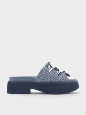 Dorri Textured Triple-Bow Platform Sandals - Blue