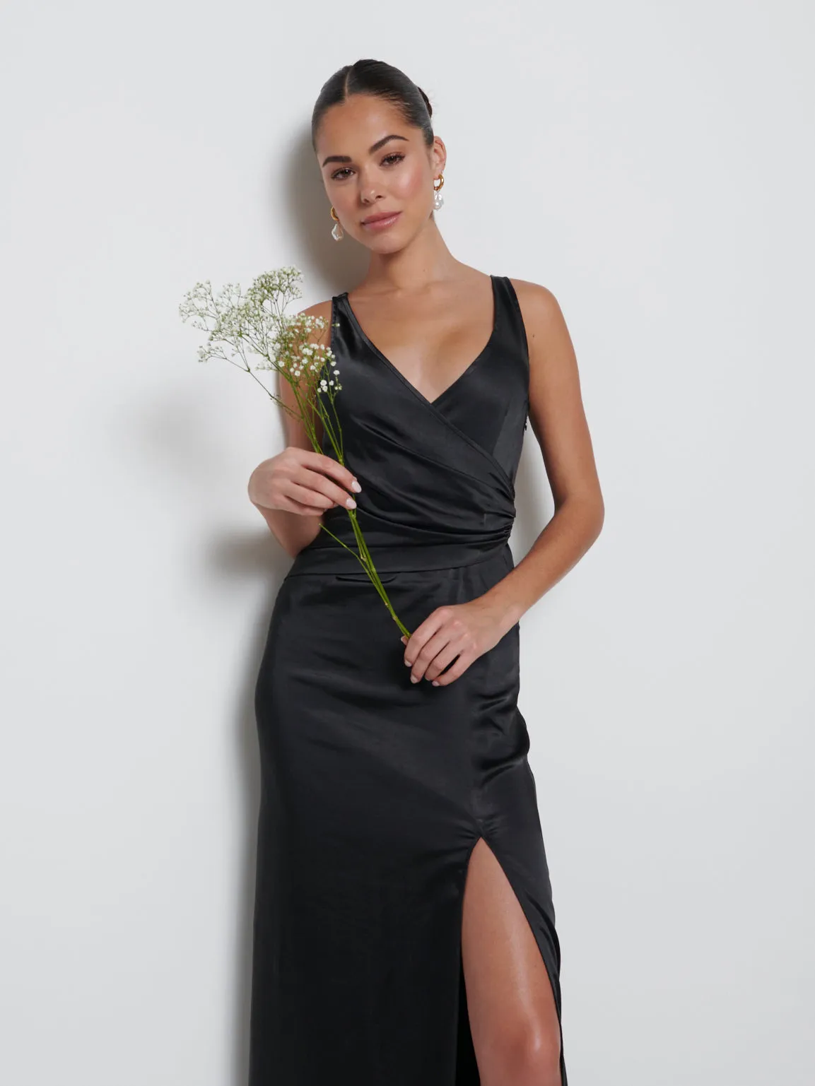 Esmee Wrap Maxi Bridesmaid Dress - Black