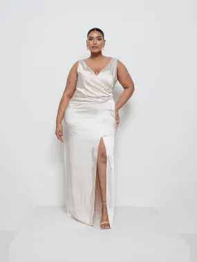 Esmee Wrap Maxi Bridesmaid Dress Curve - Champagne