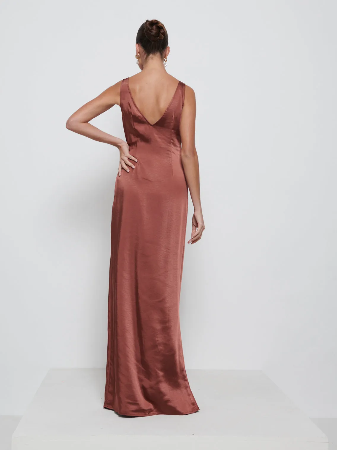 Esmee Wrap Maxi Bridesmaid Dress - Mahogany