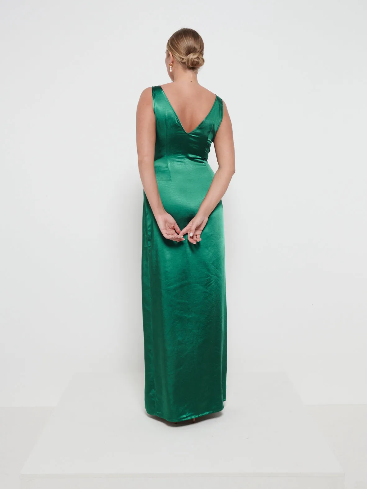 Esmee Wrap Maxi Bridesmaid Dress - Matte Emerald