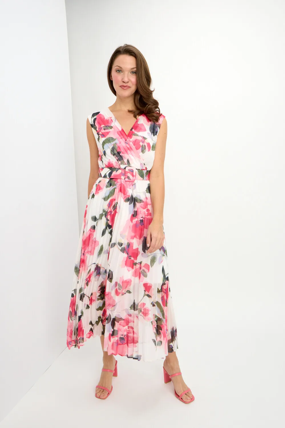 Floral Midi Wrap Dress Style 241335