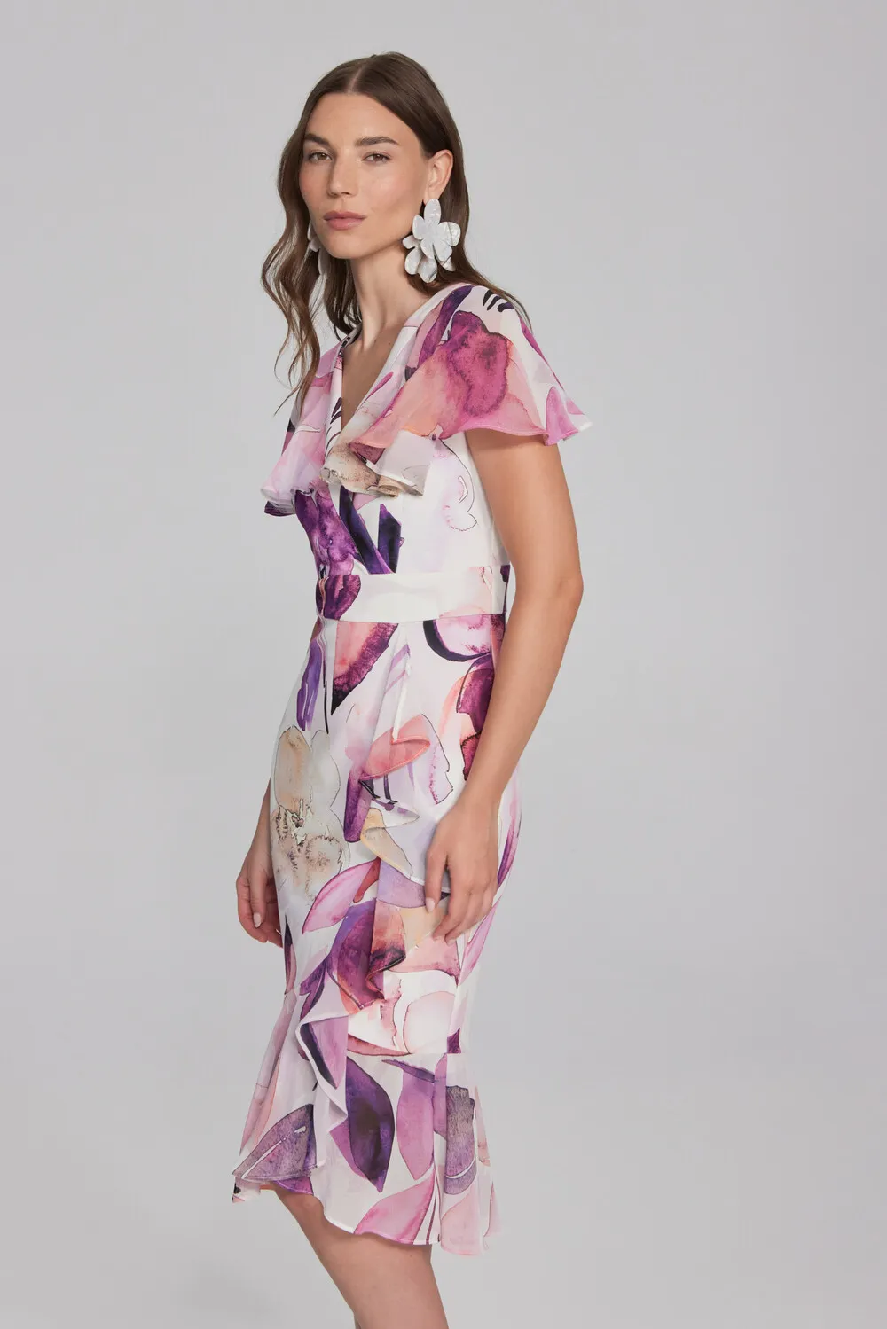 Floral V-neck Wrap Dress Style 241732