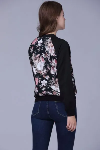 Flower print baseball jacket for women Roses