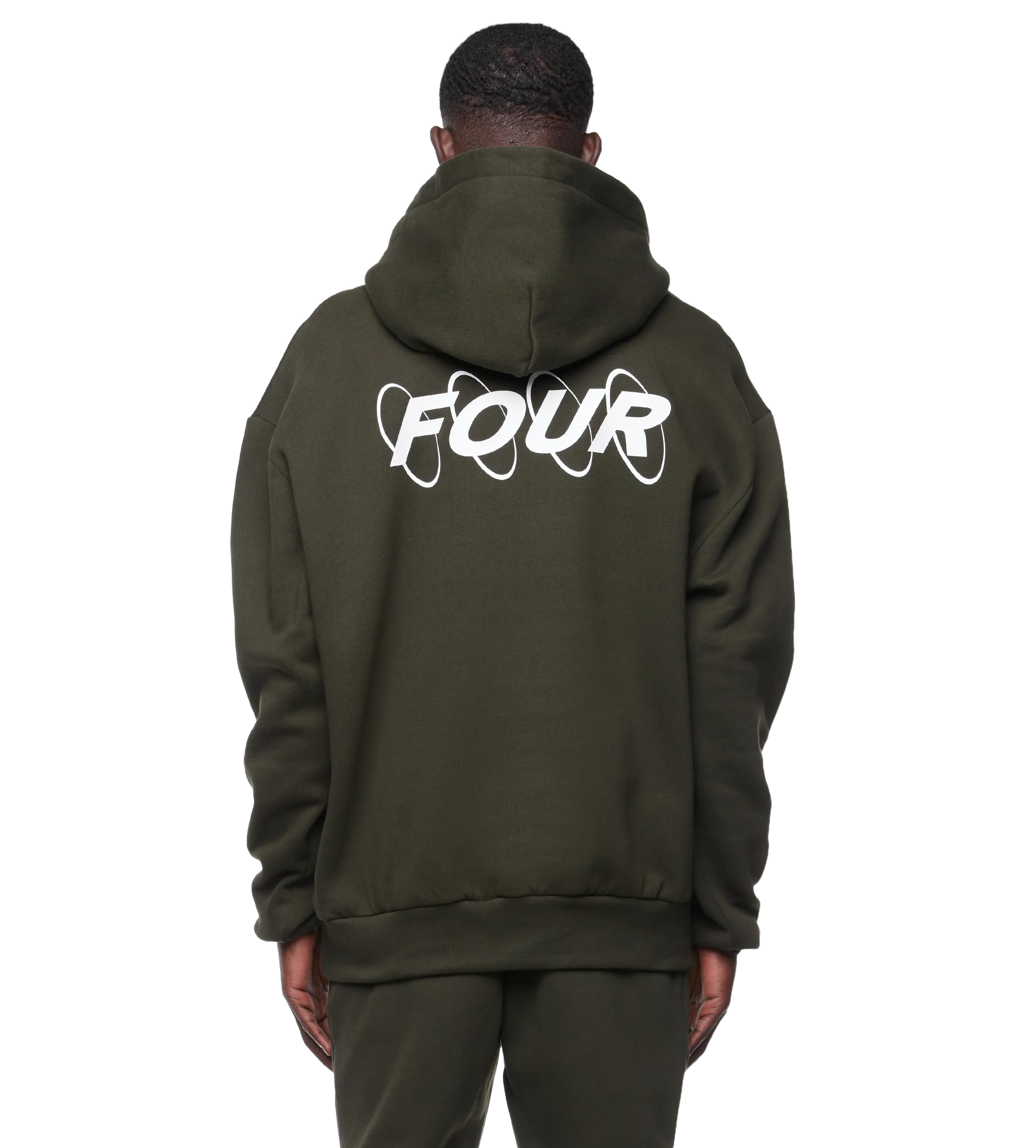 FOUR    Circles Logo Hoodie Army Green