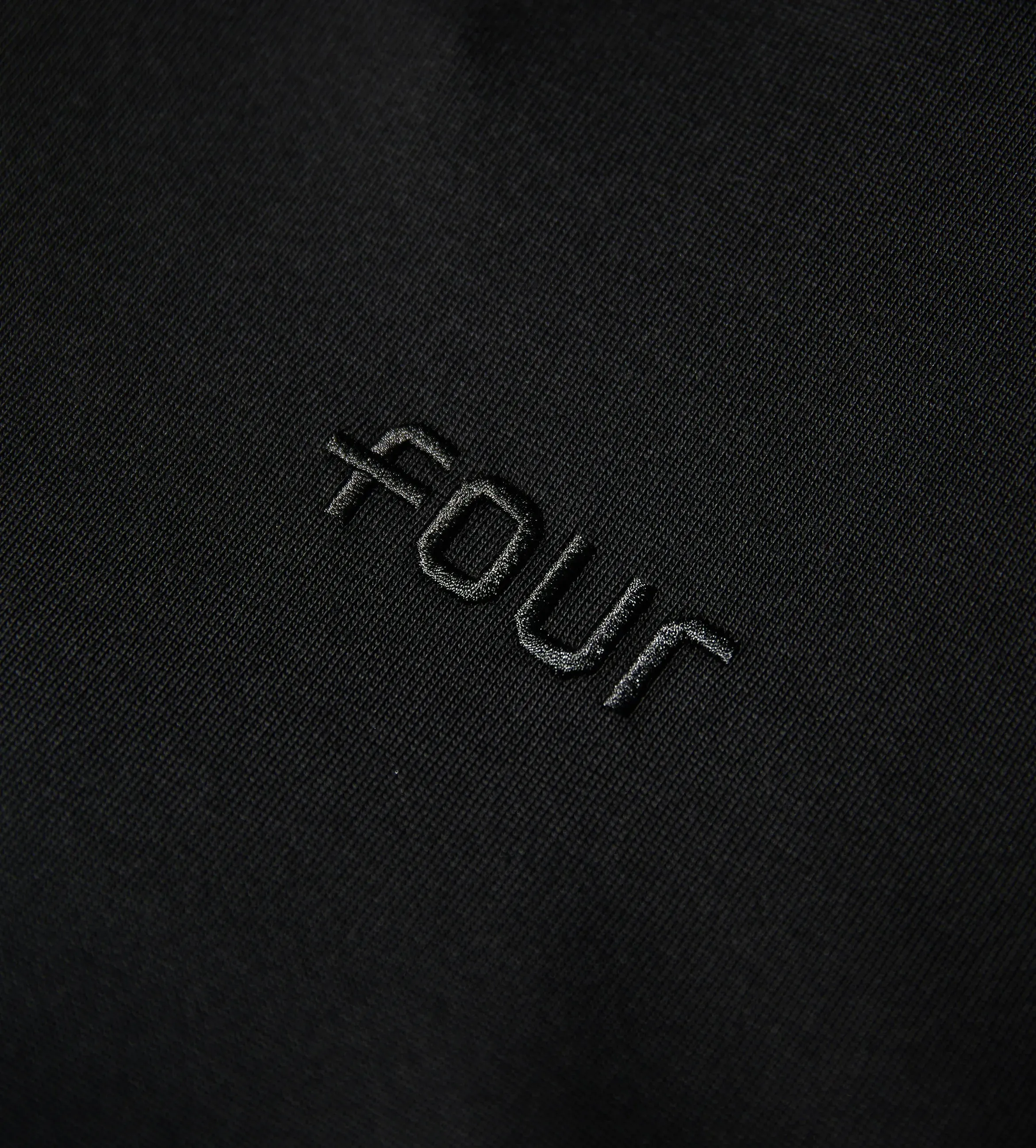 FOUR    Double Layered Hoodie Logo Embroidery All Black