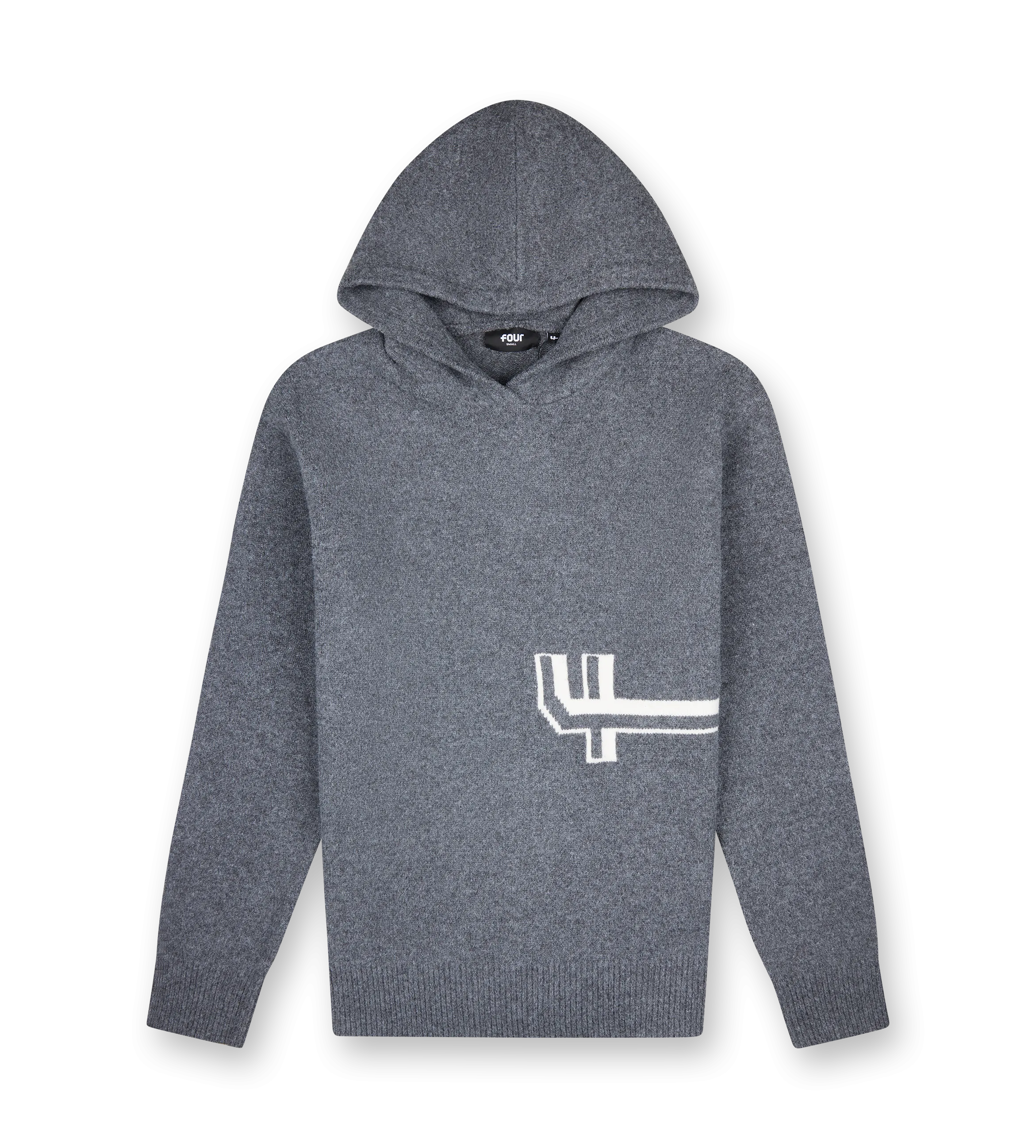 FOUR    Knitted Hoodie Dark Grey