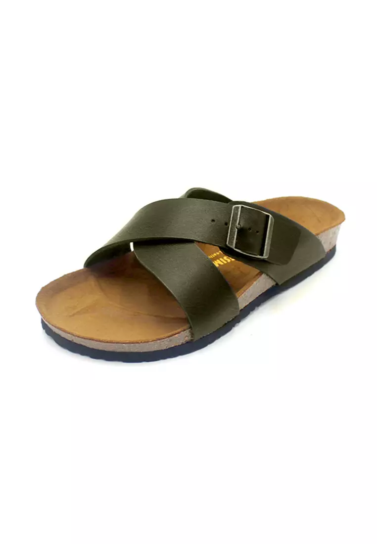 Frankfurt - Khaki Leather Sandals & Flip Flops