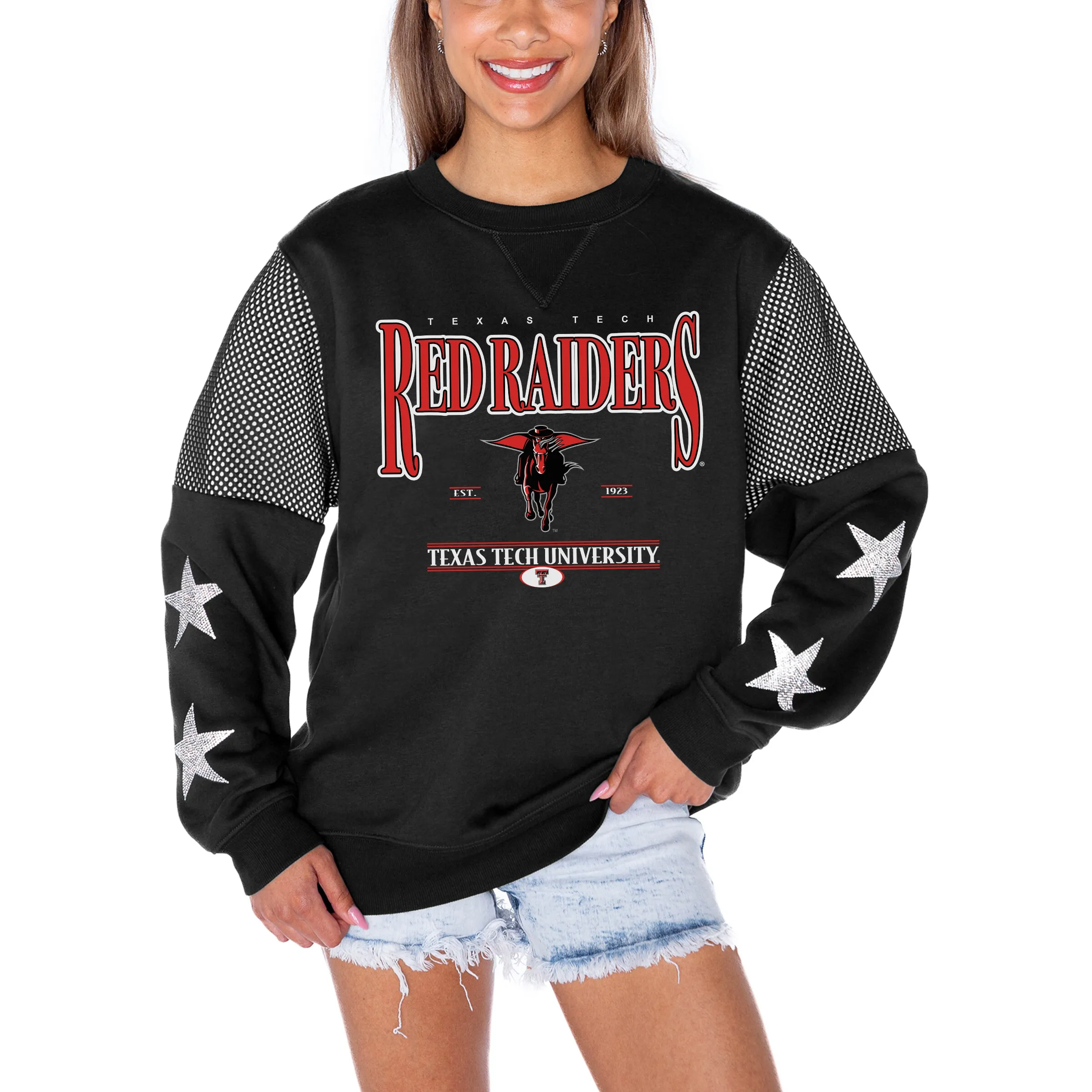 Gameday Couture Texas Tech Red Raiders Women's Black Shining Spirit Fleece Pullover Sweatshirt