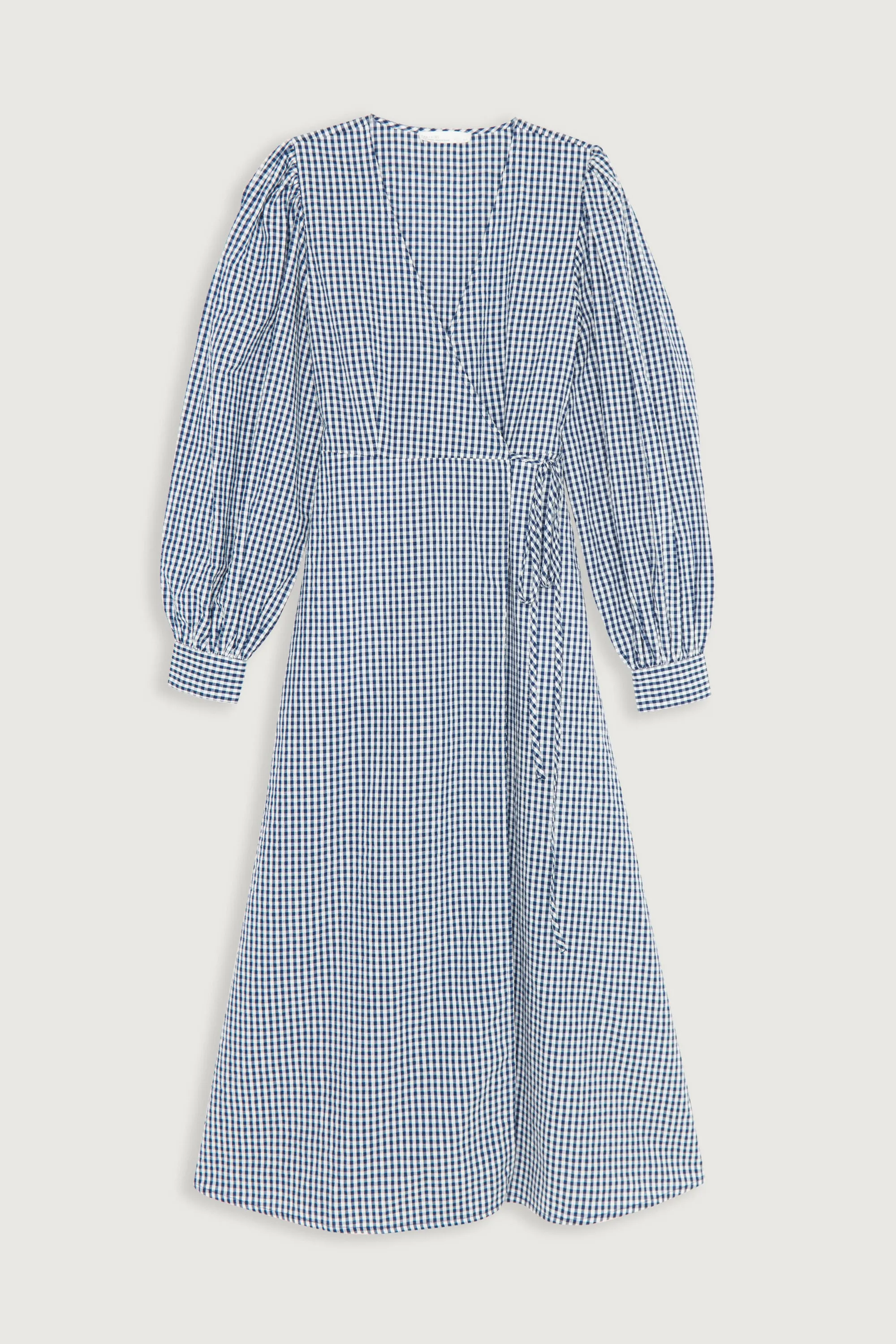 GINGHAM SEERSUCKER WRAP DRESS