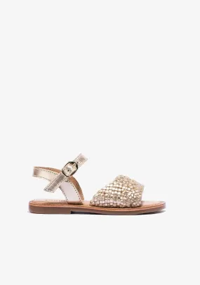 Girl's Gold Buckle Texture Sandals Napa