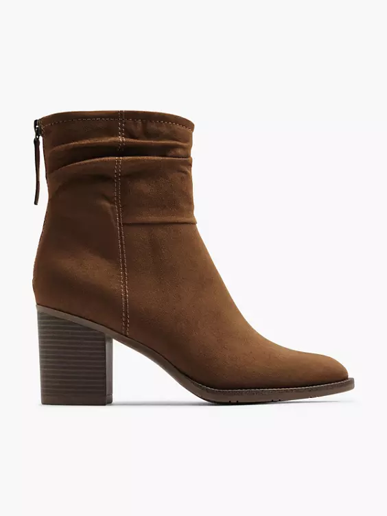 Graceland  Brown Ruched Ankle Boot