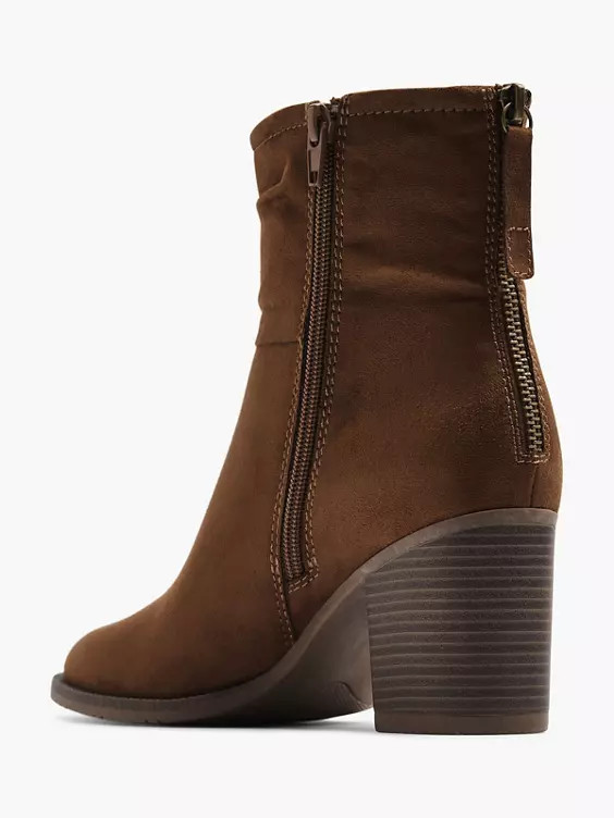 Graceland  Brown Ruched Ankle Boot