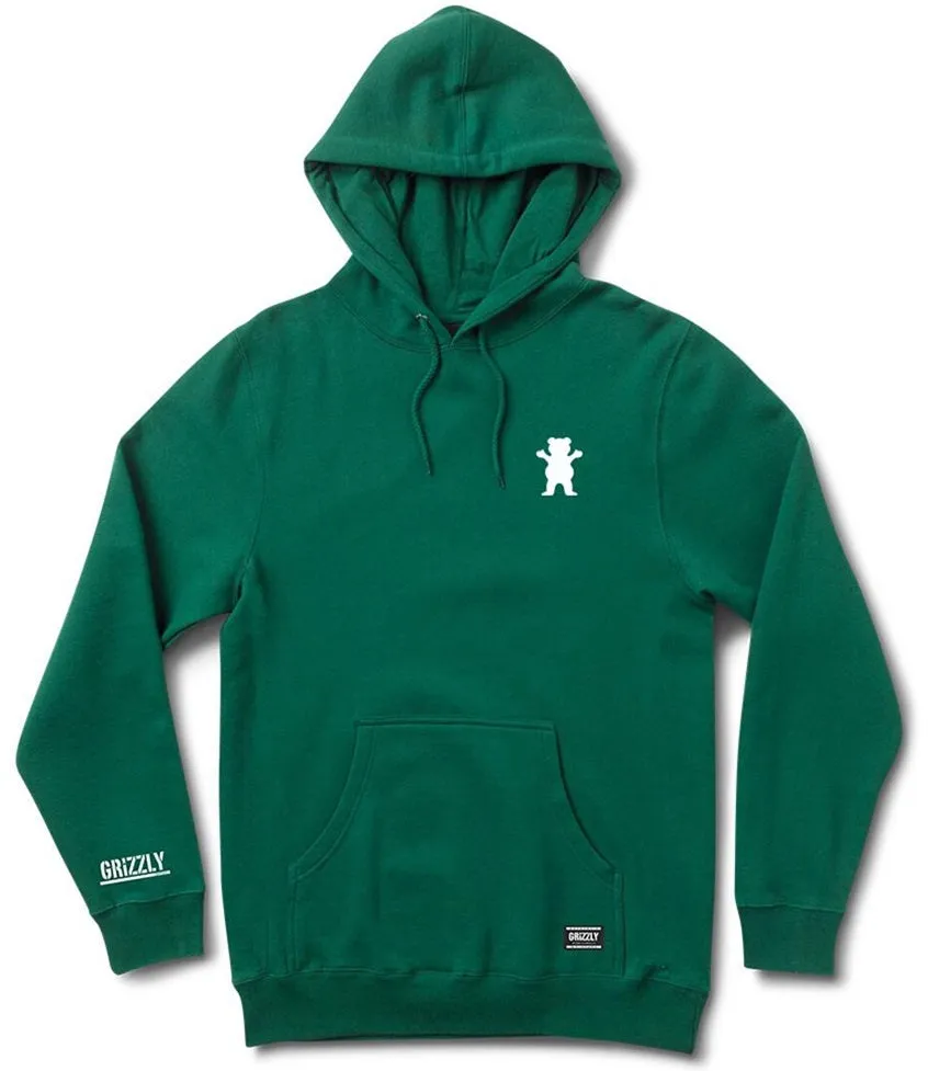 Grizzly OG Bear Embroidered Hoodie, Forest Green