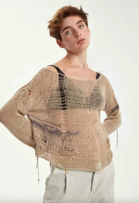 Hand Knitted Ultra Light Pullover - Original Sand Beige