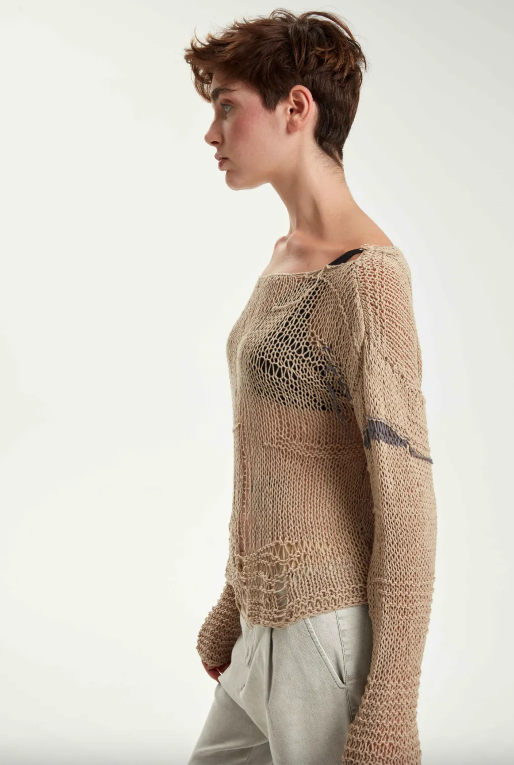 Hand Knitted Ultra Light Pullover - Original Sand Beige