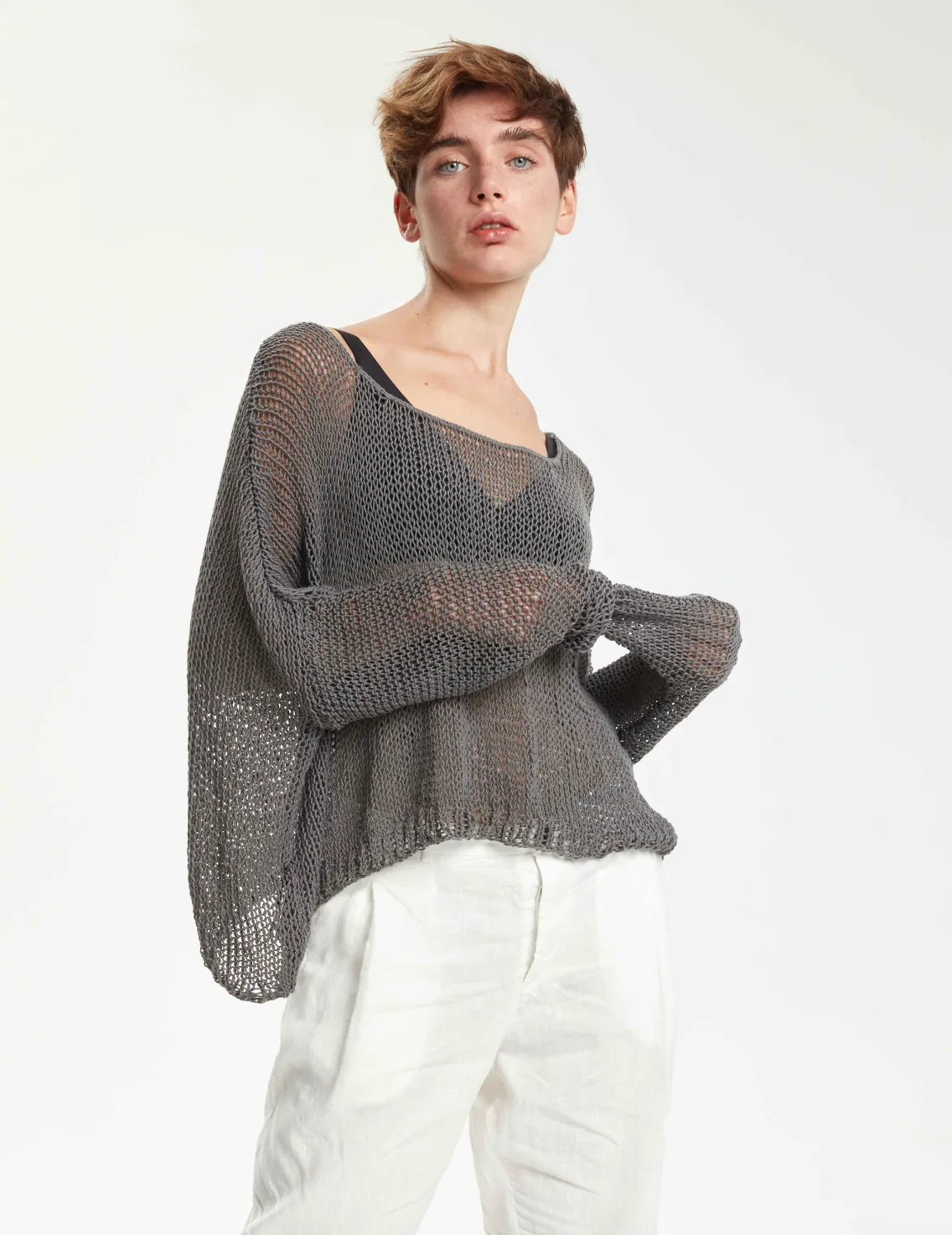 Handknitted Summer Pullover - Original Anthracite