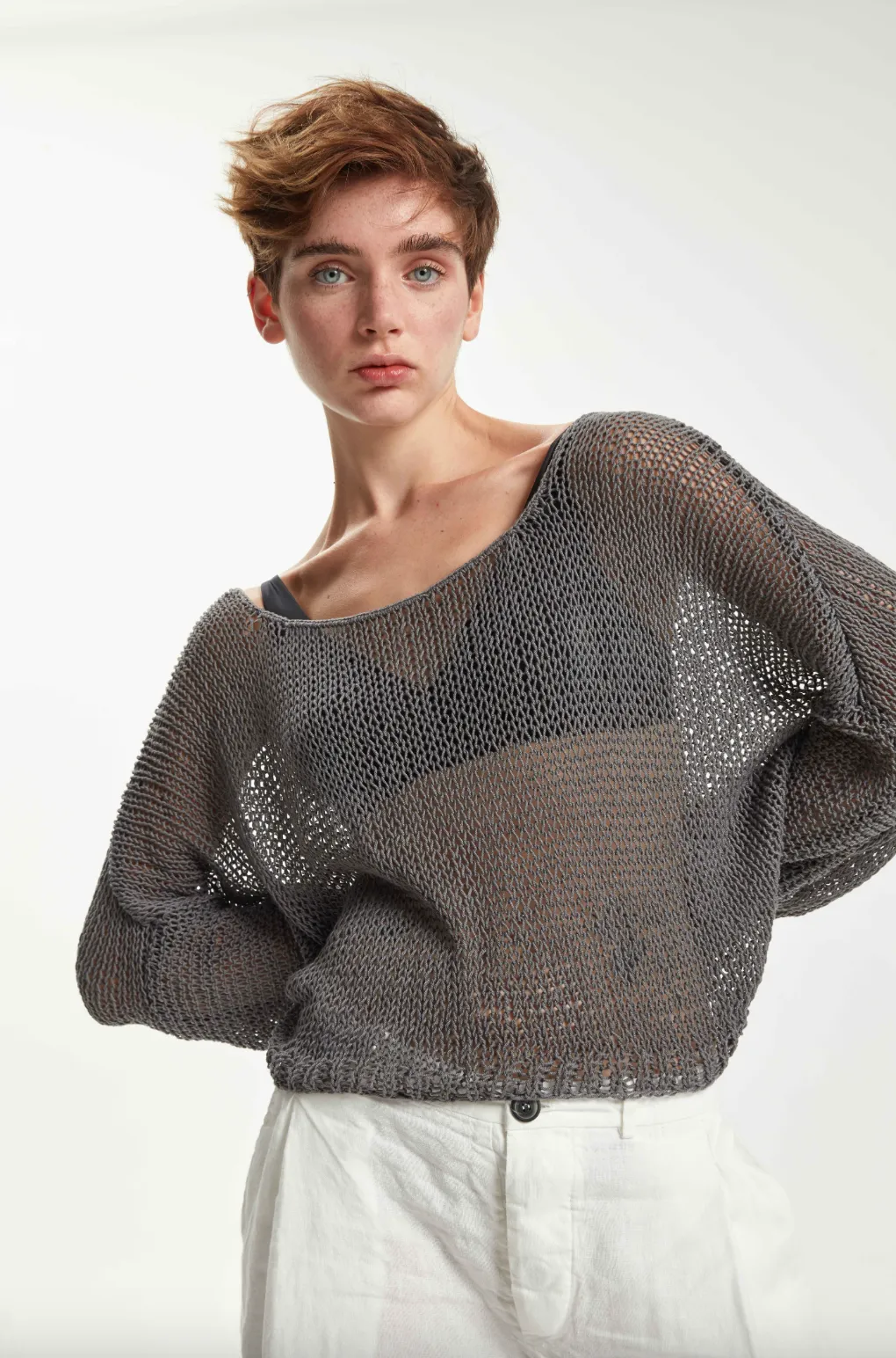 Handknitted Summer Pullover - Original Anthracite