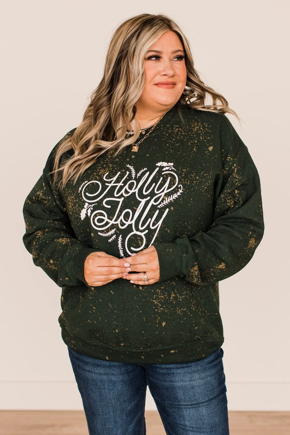 Holly Jolly Bleached Pullover- Wintergreen