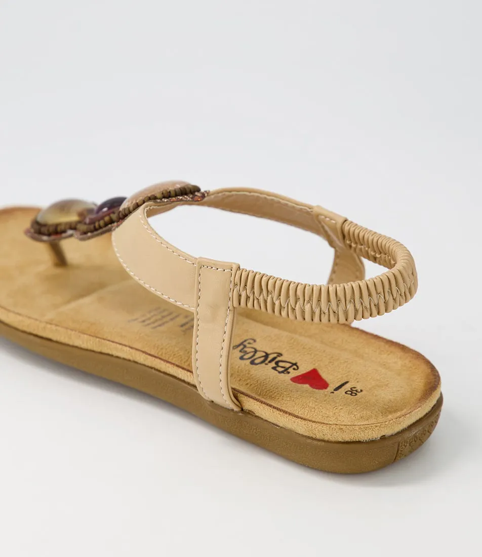 I LOVE BILLY Fauren Camel Multi Sandals