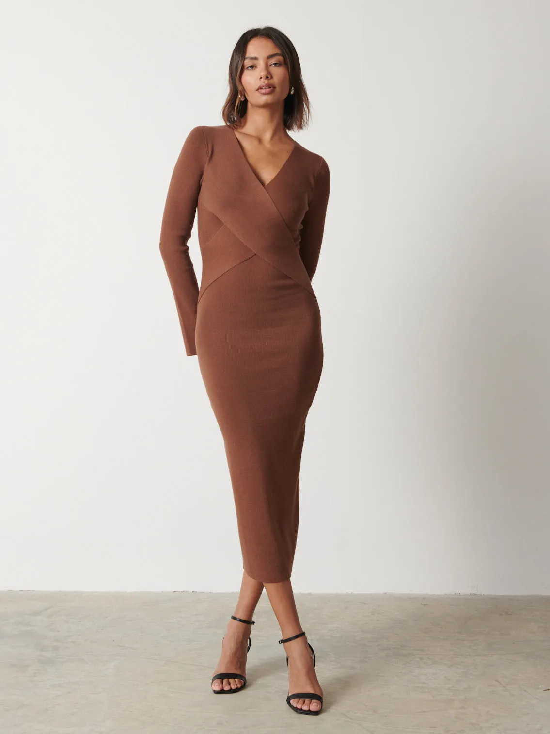 Jacklin Wrap Midaxi Dress - Brown