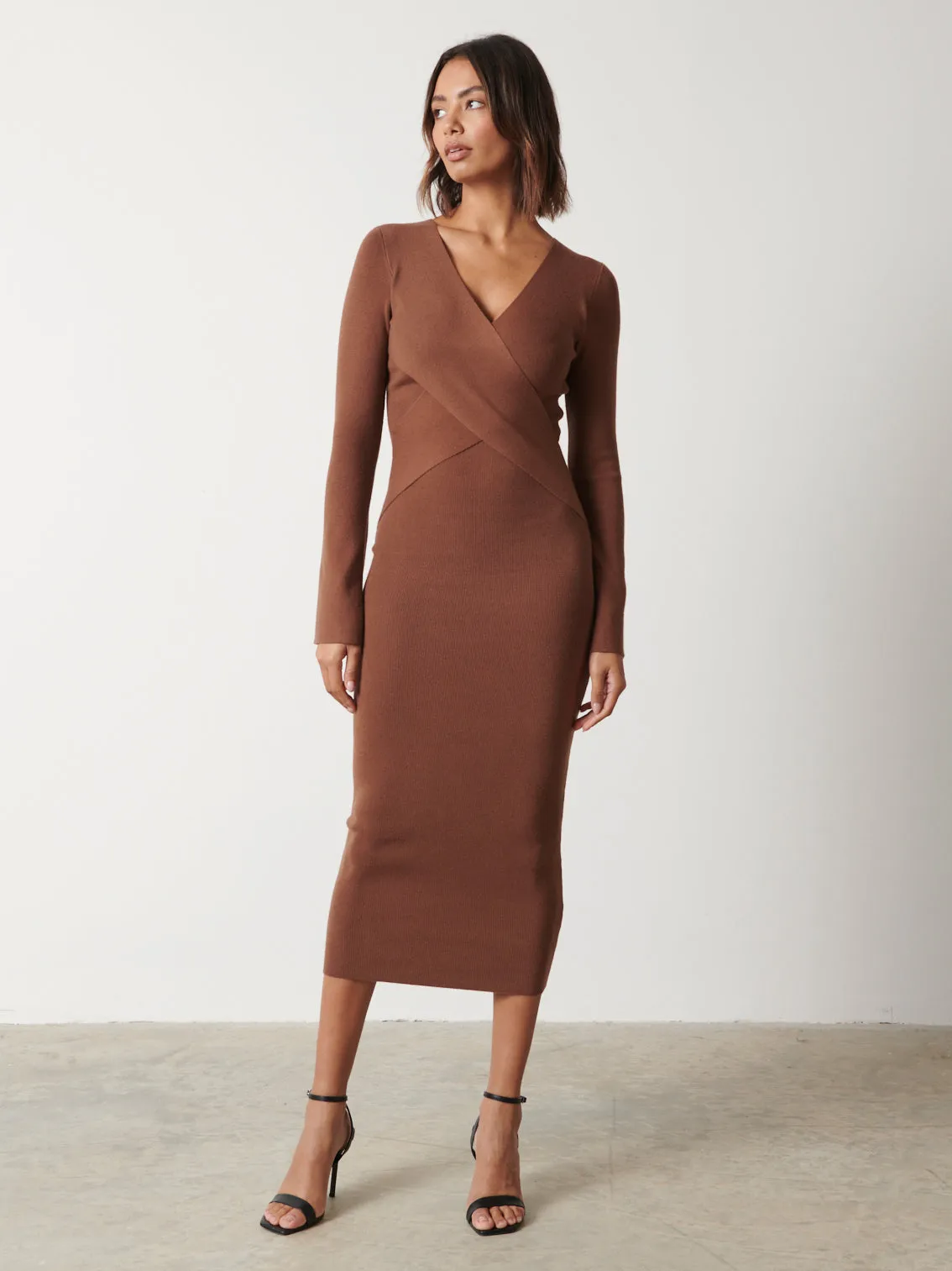 Jacklin Wrap Midaxi Dress - Brown